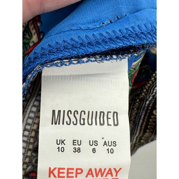 Missguided Blue Paisley Print Twist Front Cami Tank Dress Women's Size 6 NWT - Picture 10 of 13